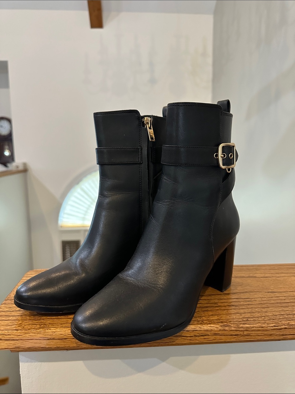 Coach high heeled black boots